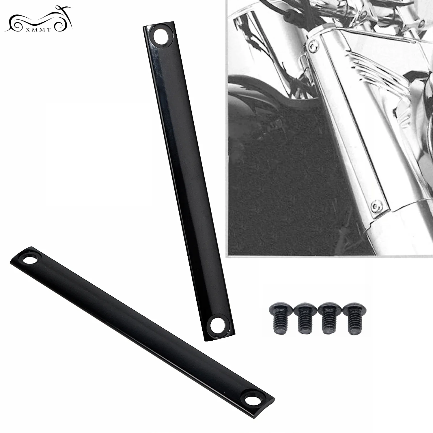 Motorcycle Black CNC Aluminum Fork Panel Accent Strips For Harley FatBoy Heritage Softail Slim FLS Springer Classic FLSTC FLSTFB