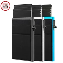 Unisex Anti Rfid Blocking Protected ID Credit Magic Card Holder Men Thin Slim Minimalist Smart Wallets Metal ID Cardholer Case