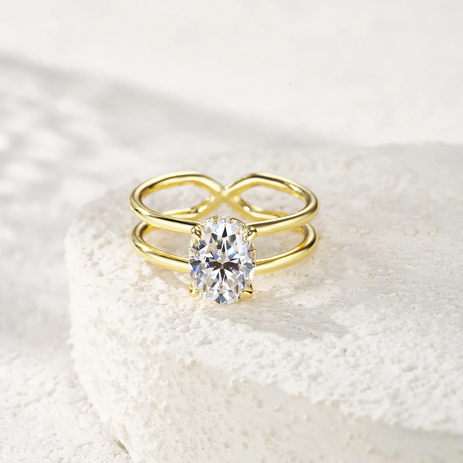 TY 2 Carat Oval Moissanite Ring 925 Sterling Silver for Women Luxury Engagement Ring Couple Ring Pigeon Egg Fine Jewelry D Color