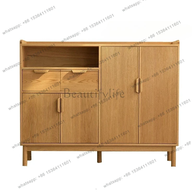 

Japanese-style solid wood shoe cabinet Modern living room large-capacity storage cabinet Small apartment oak foyer cabinet