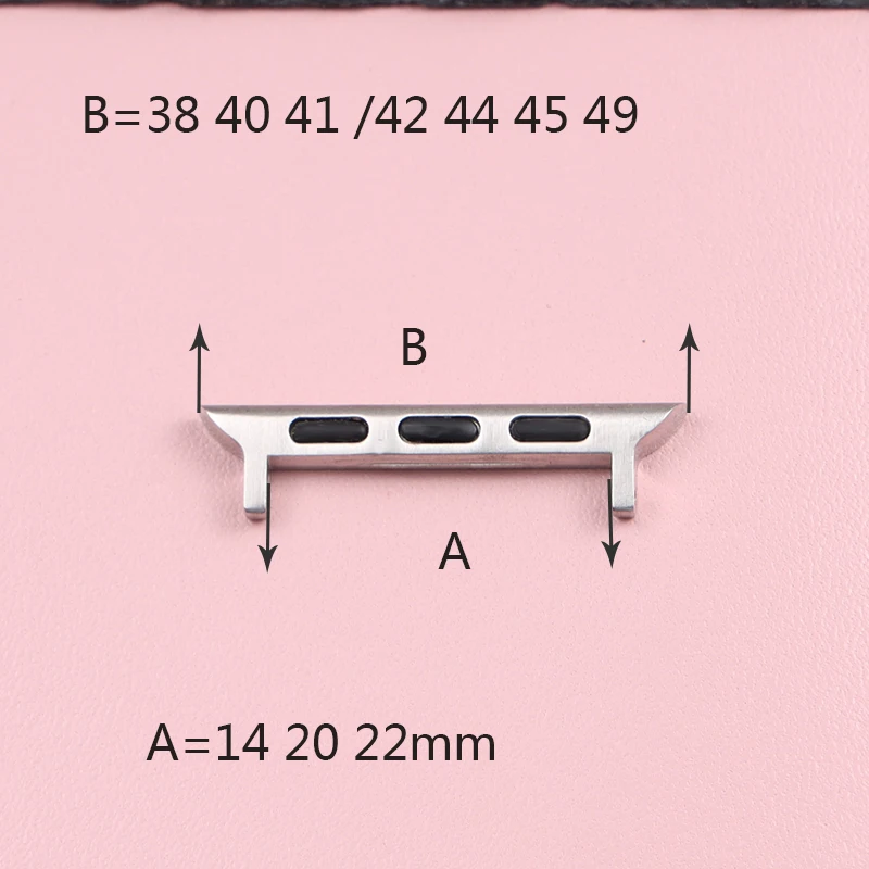 Conector de aço metálico para Apple Watch, substituição do adaptador de banda, acessórios ultra cinta, 40mm, 42mm, 44mm, 41mm, 45mm, 49mm, 1:1