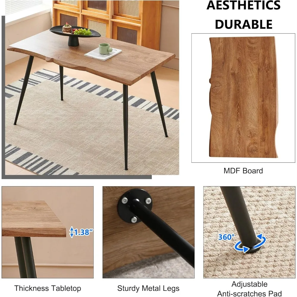 Dining Table Set ,Stylish Table with Strong Metal Legs ,4 Velvet Accent Chair