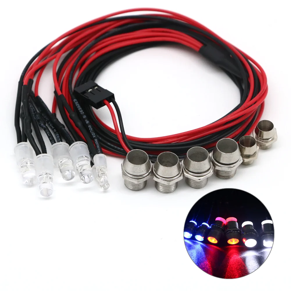 Luces LED de noche para coche teledirigido, faros delanteros de 5mm y 3mm, modelo RC, 2 /4/6/8 luces