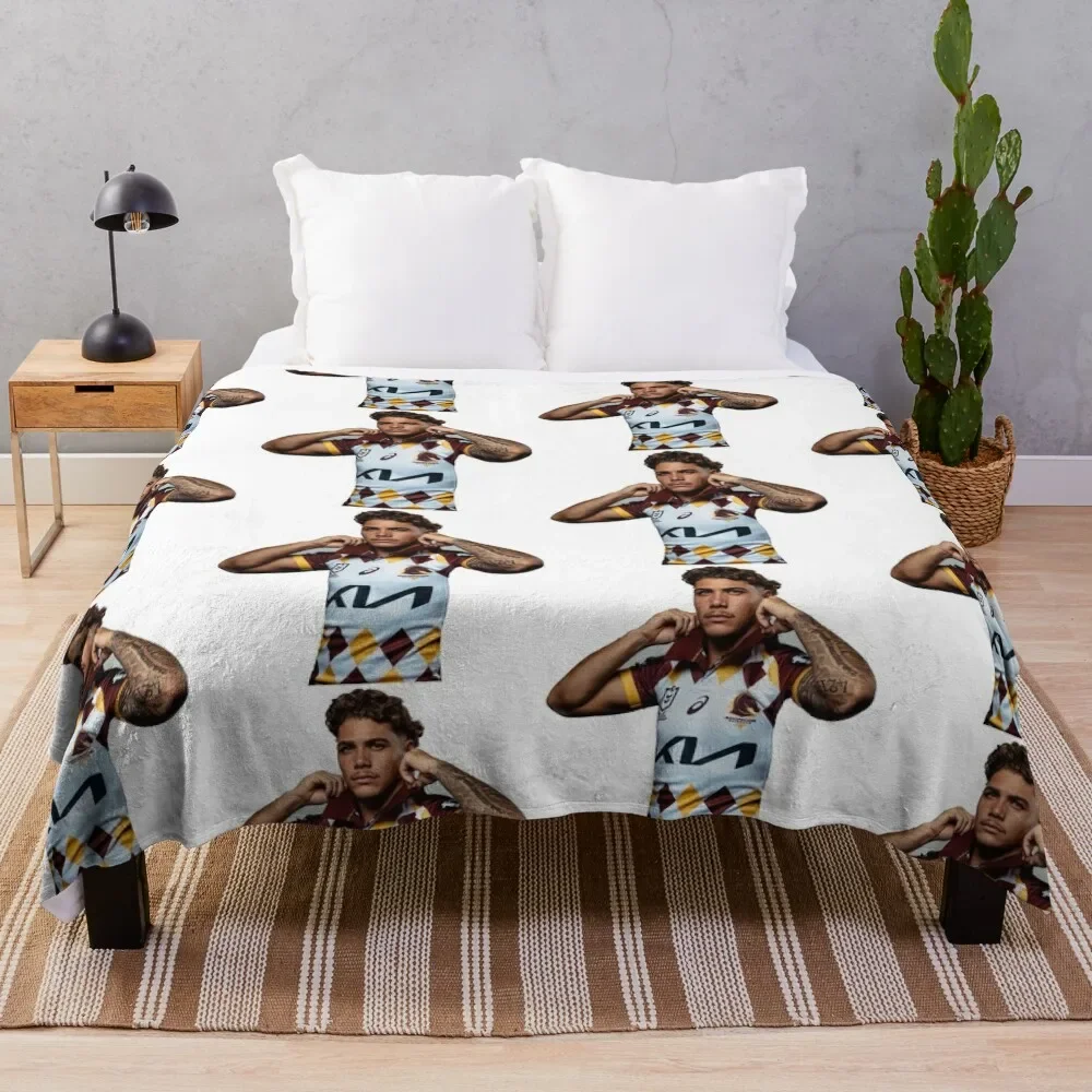 

Reece Walsh Broncos hot photo jersey Throw Blanket Warm Plush Fuzzy Blanket for Living Room