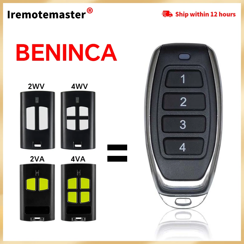 Télécommande de porte de garage compatible avec BENINCA, TO.GO 2WV, TO.GO 2VA, 2WV 4WV, 433MHz, déterminer l'émetteur