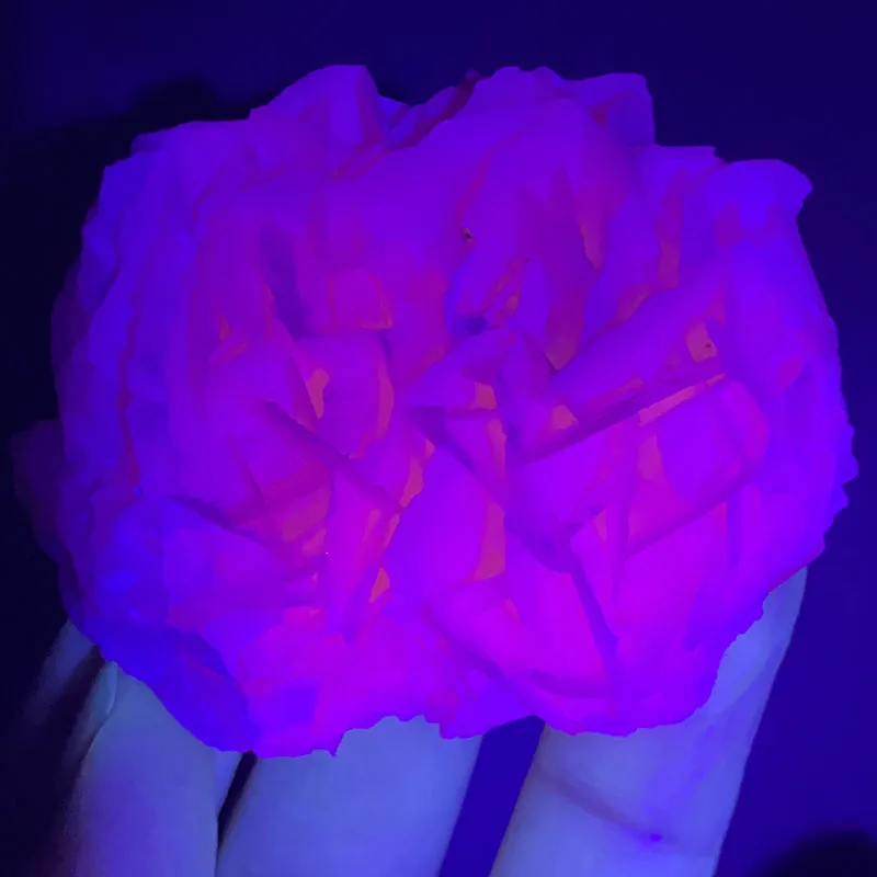 

100% natural white flake calcite (fluorescent effect pink) raw stone mineral specimen healing crystal