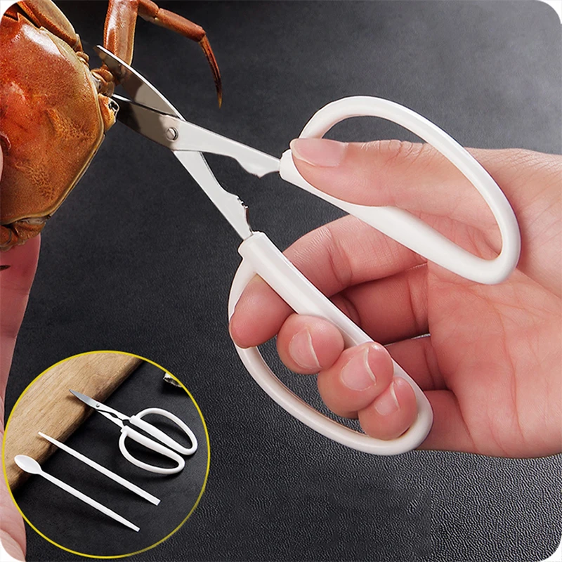 3PCS/Set Stainless Steel Crab Shape Die Cast Shrimp Shellfish Lobster Cracker Seafood Tools Clip Needle Fork Pick Pincer Nut NEW