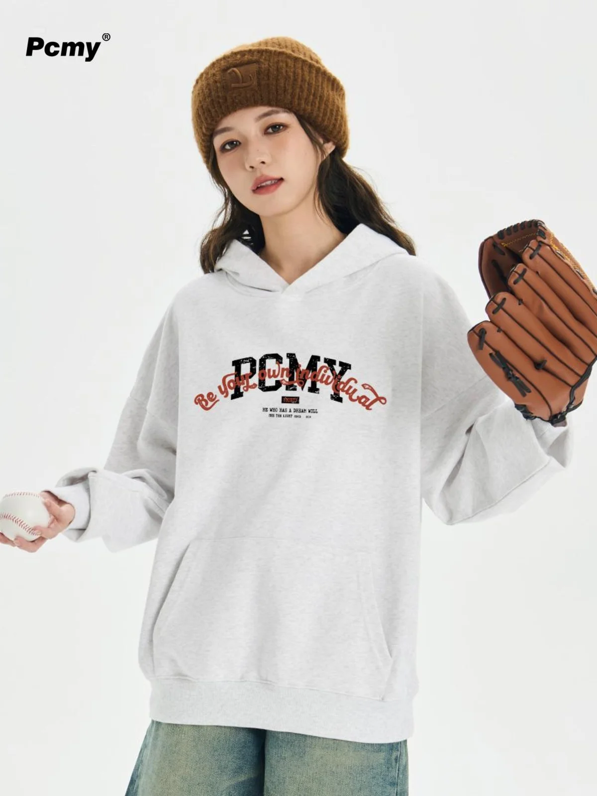 PCMY Makes Its Own Trendy Heavy Hooded Sweatshirts 2024 Autumn and Winter New Men and Women Couples American Hoodies