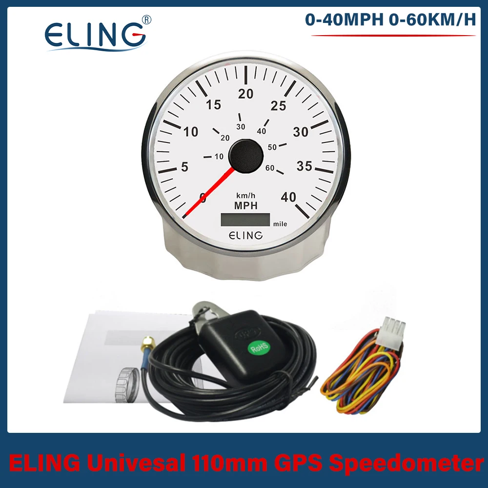 

Спидометр-одометр ELING 110 мм с GPS, регулируемый 0-40 миль/ч, 0-80 миль/ч, 0-160 миль/ч, с красной и желтой подсветкой для грузовиков, автомобилей, лодок, 12В/24В