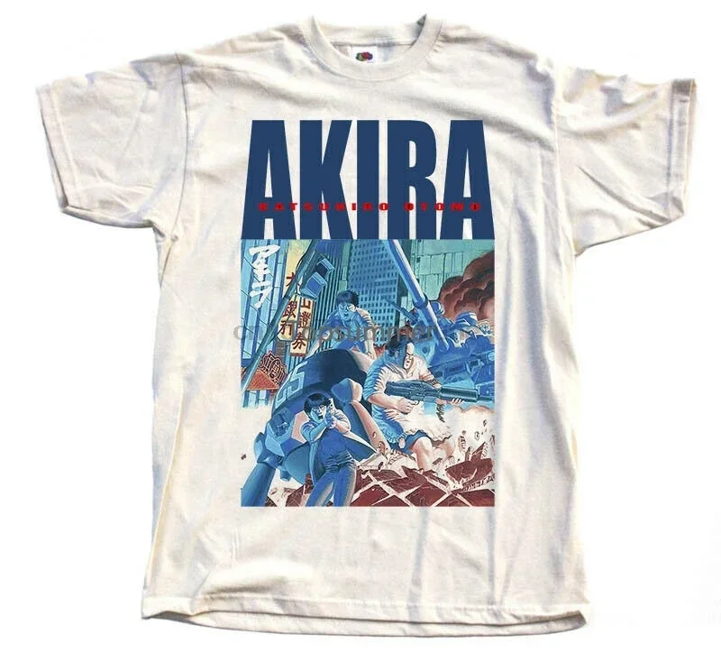 Akira 1988 Natural T-Shirt V7 Manga K.Otomo Tokyo 100% Cotton Sizes Short Sleeve Outfits vintage new in tops & tees vintage