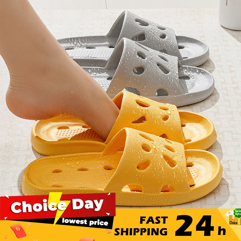 SALE Bathroom Slippers Quick-Drying Shower Hollow Out Waterleaky Indoor Summer Sole Eva Shoes Anti-Slip Flip Flops For Men Women