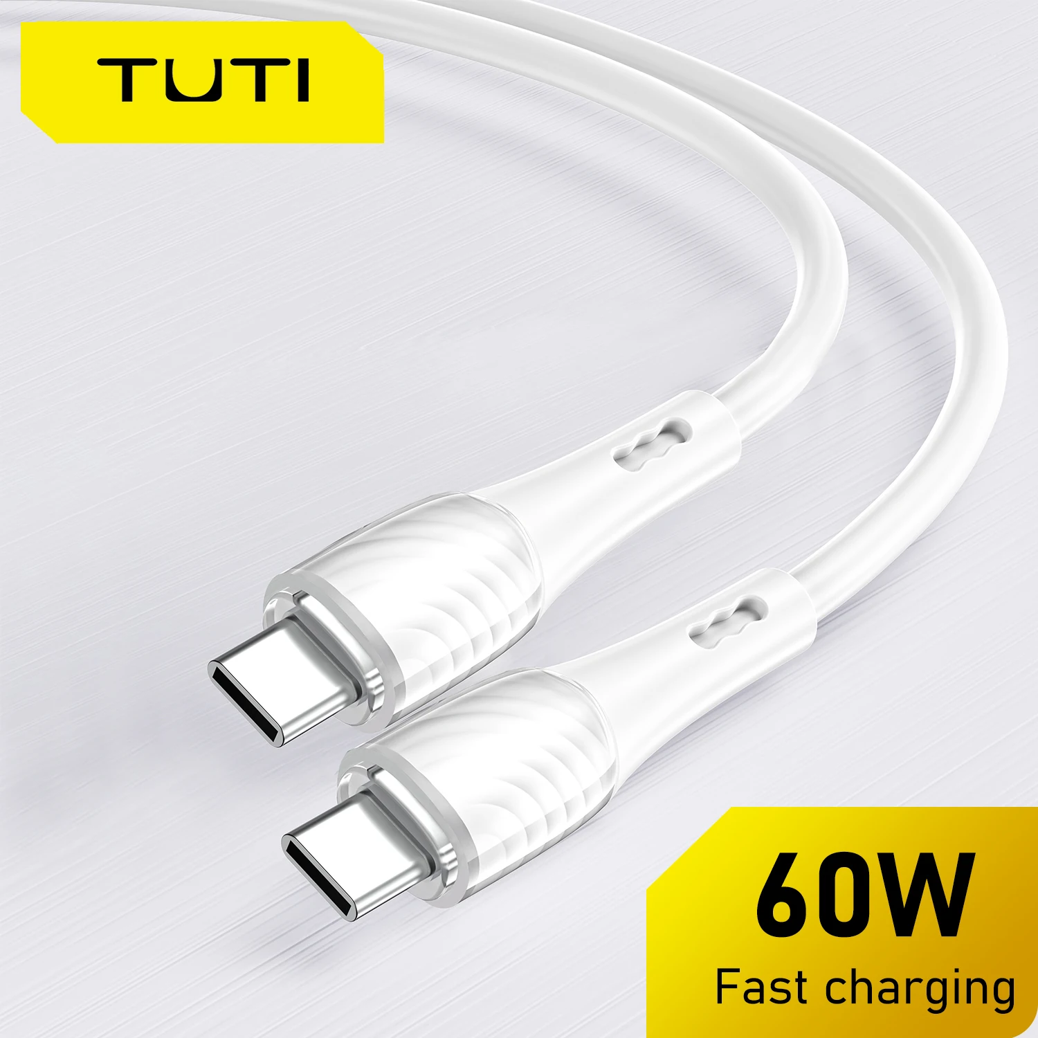 TUTI 60W  USB C To USB C Cable for iPhone 15 PD Fast Charging Charger For Macbook Xiaomi Samsung  Silicone USB C Cable