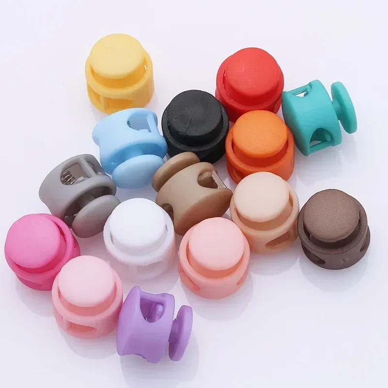 10PCS Colorful Cord Stoppers Round Plastic Cord Locks Metal Spring Anti-slip Stoppers DIY Clothes Sewing Accessories