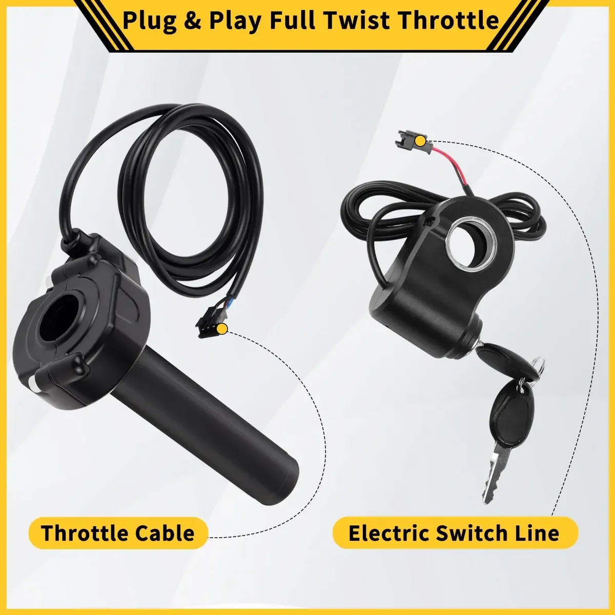 Universal 22mm Full Twist Throttle Grip Kit with Ignition Switch & Key for Ridstar Q20/H20 Pro/Surron E-Bike Scooter Plug & Play - view 4