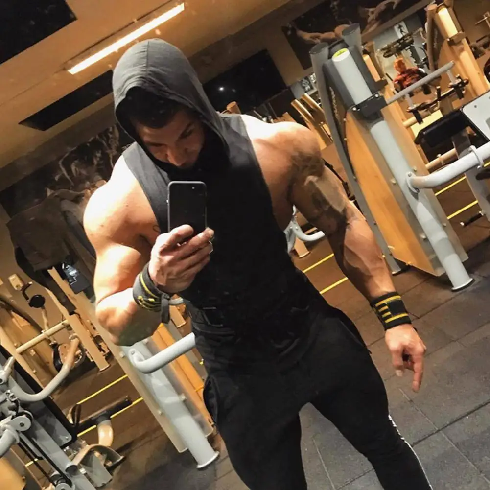 Men Tank Tops Gym Clothing Fitness Sleeveless hoodies Vests Cotton Singlets Men Joggers vest Bodybuilding casual Clothing