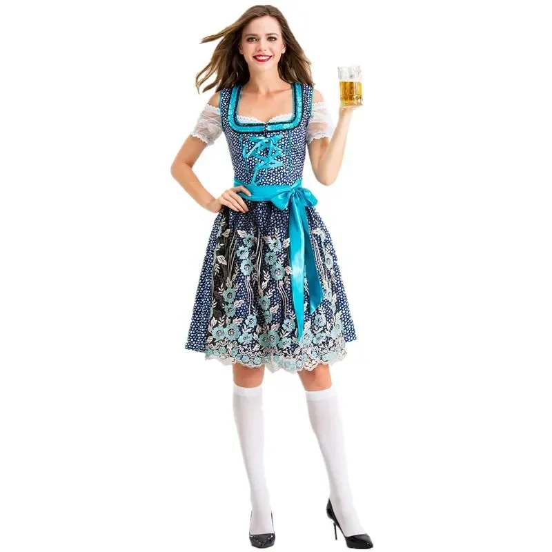 Sexy Adult Germany Oktoberfest Heidi Beer Girl Dirndl Dress Halloween Bavarian Traditional Party Beer Maid Costume