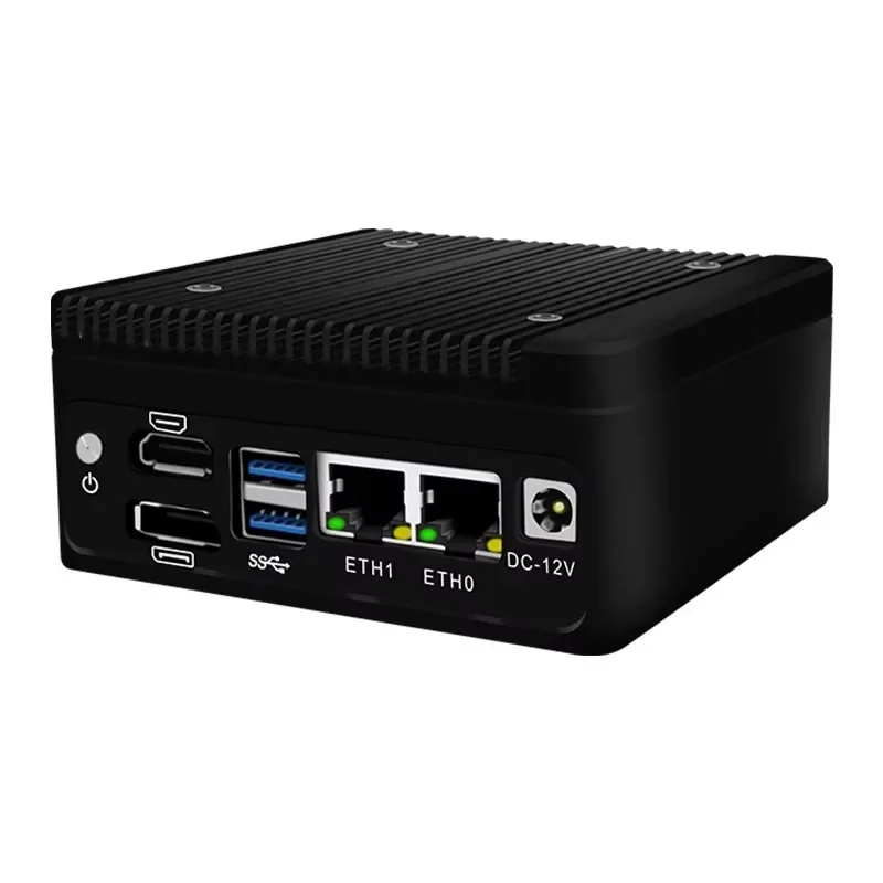 Pocket Firewall Router 12th Gen Alder Lake Intel N100 DDR5 Fanless Mini PC 2xi226-V 2.5G LAN pfSense Proxmox ESXi Server