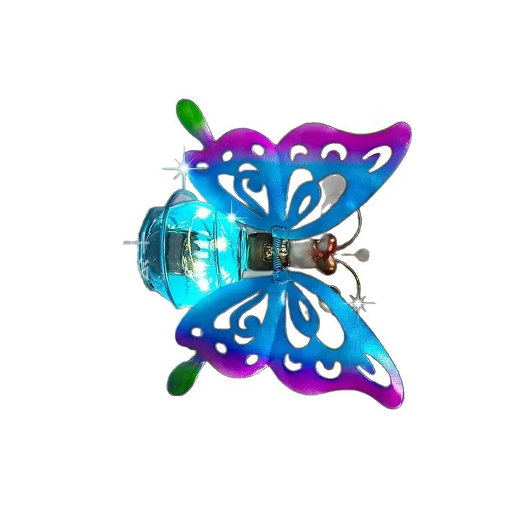 Waterproof Butterfly Solar Lanterns for Outdoor Use 13.5cm Iron Hanging Light with Fluttering Spring Motion Effect