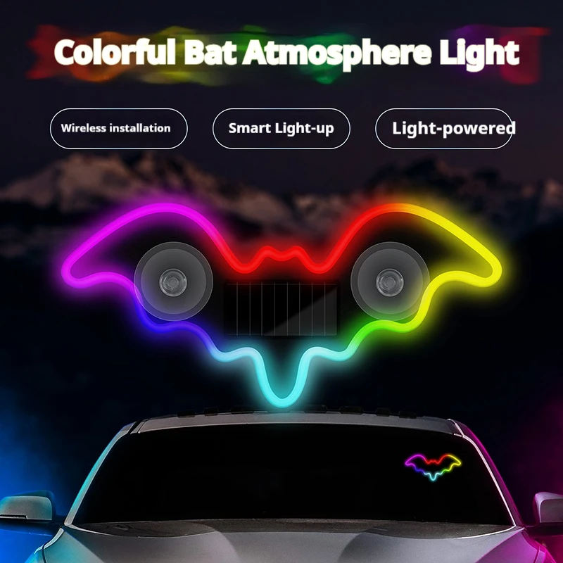 

Солнечная беспроводная светодиодная лампа-ночник в форме милой летучей мыши с USB-зарядкой, на присоске, для создания атмосферы