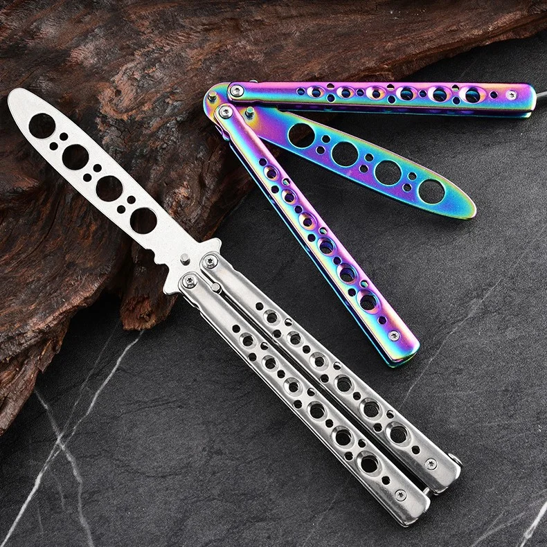YRIDEFE Faltbares Schmetterlingsmesser, ein klingenloses, tragbares Taschenmesser aus Edelstahl, ein professionelles, stilvolles Outdoor-Trainingswerkzeug – Detail 2