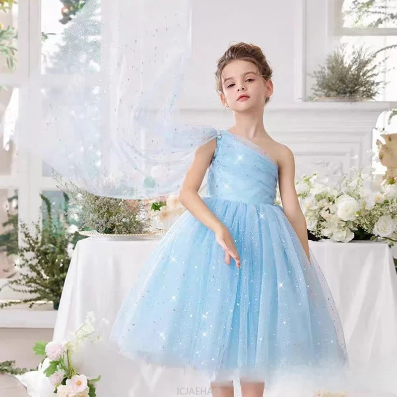 

Girls Party Dresses Wed Kids Princess Party Dress Vestido Matching Gown Costumes Performance Outfit Children Glitter Birthday