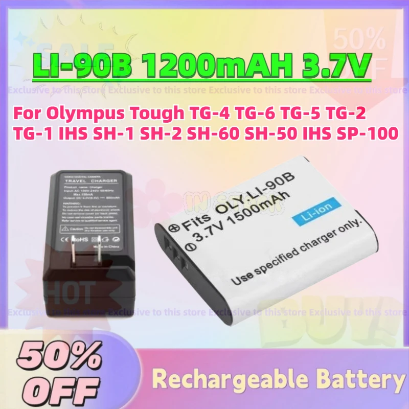 

High-Quality Li-90B Li-92B 1200mAH 3.7V Battery for Olympus Tough TG-4 TG-6 TG-5 TG-2 TG-1 IHS SH-1 SH-2 SH-60 SH-50 IHS SP-100