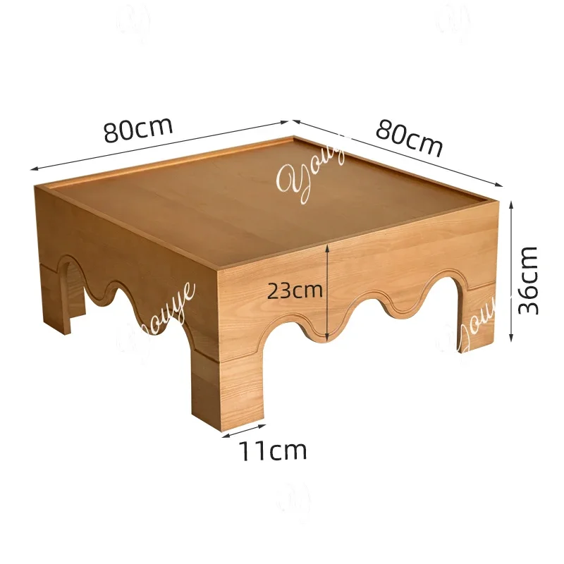 J French Retro Solid Wood Coffee Table Living Room Sofa Art Coffee Table Simple Square Small Low Table