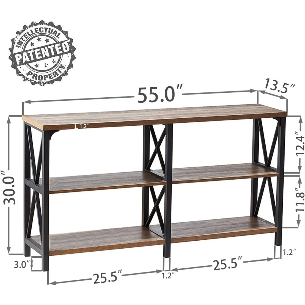 طاولة وحدة تحكم من الخشب والمعدن على الطراز الصناعي، طاولة أريكة ريفية لغرفة المعيشة، طاولة مميزة لمدخل المدخل، بهو بارنوود #2