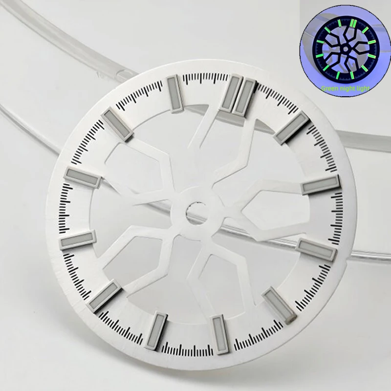 28.5mm Dial Green Luminous Hollow Skeleton Dial Suitable for NH38/NH70/NH72/NH71 Movement Watch Accessories