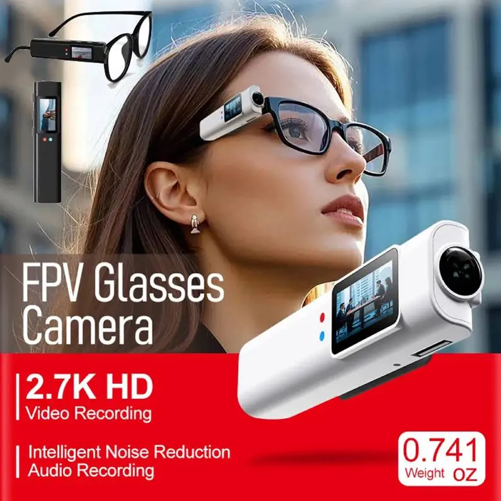 

2.7K HD Glasses Video Camera FPV Wearable Action Mini Camera 110°Wide Angle Lens Anti-shake for Cycling Motorcycle Hiking vlog