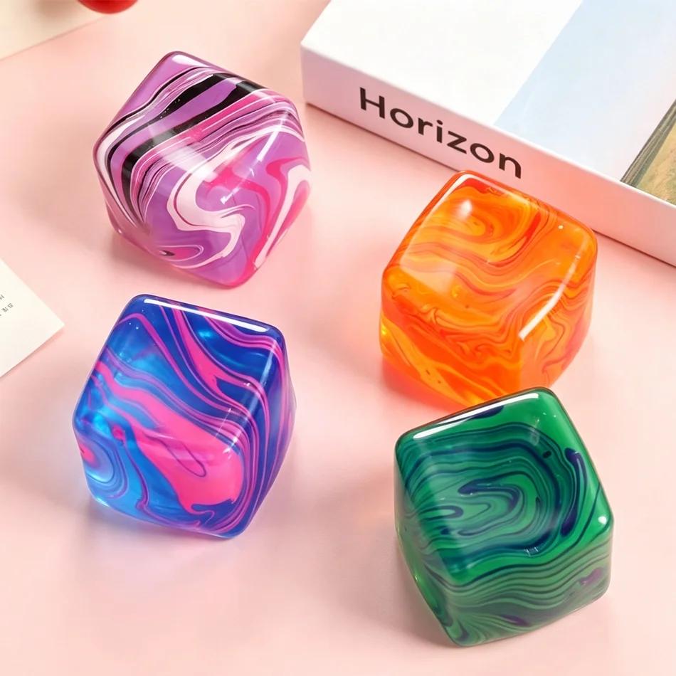 Soft & Glutinous Squishy Sensory Stress Relief Toy, Gel Filled Cube Stretchable Soft Ice Ball Blind Box Slow Rebound