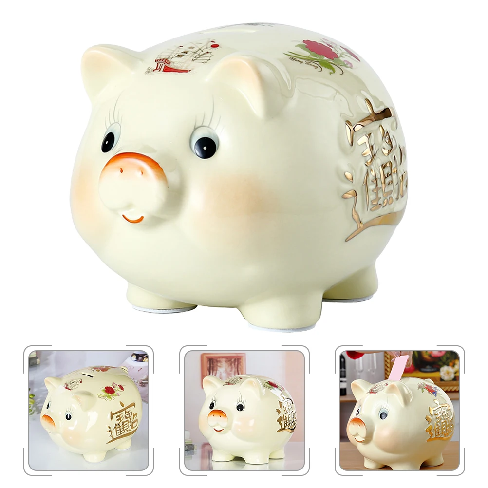 

Ceramic Piggy Bank Creative Lovely Home Decor Pig Shape Coin Jar Ornament Gift Saving Money Jar Ceramic Piggy Bank
