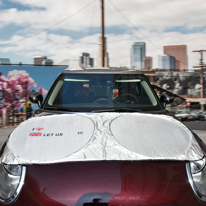 

Car Sun Shade Cover Windshield Window Shade Front Sun Block For MINI Cooper Union Jack Styling UV Reflector Foldable