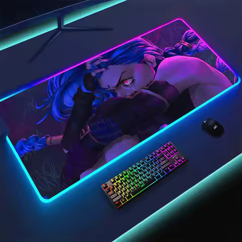JINX VI RGB Gaming Mouse Pad 900x400mm Anime Arcane Mats League of Legends Gamer Carpet Rug LOL Large Keyboard LED Cool Desk Mat