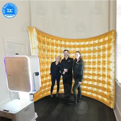 Silver & Gold Inflatable Photo booth Wall Backdrop Inflatable Wall For Haiioween Party Advertising 3m