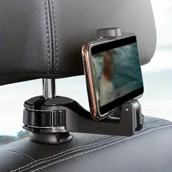 Multi-functional 2 In 1 Car Hook Hidden Multifunctional Rear Headrest Hook Car Rear Phone Holder Lock Type Mobile Phone Holder