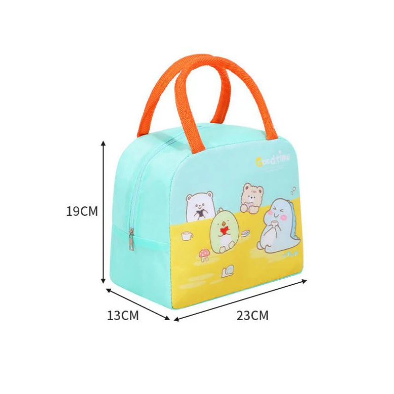 Saco de almoço da folha de alumínio dos desenhos animados, Isolamento animal Bento Bag, Saco de arroz, Bolsa para estudante, Bonito