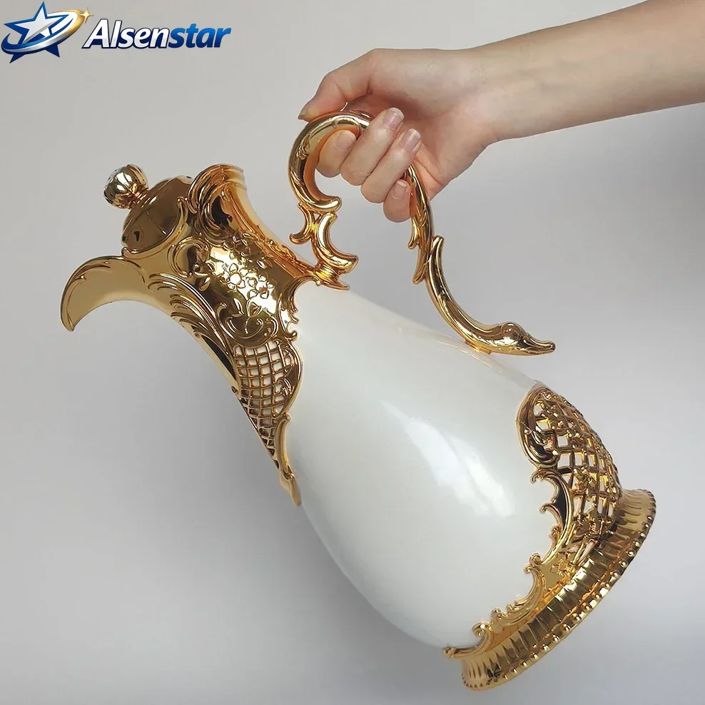 2024 New Arabian Vacuum Flask 800ml Middle Eastern Style Restaurant Home Glass Liner Hot Water Kettle 24 Hours Thermos Bottle