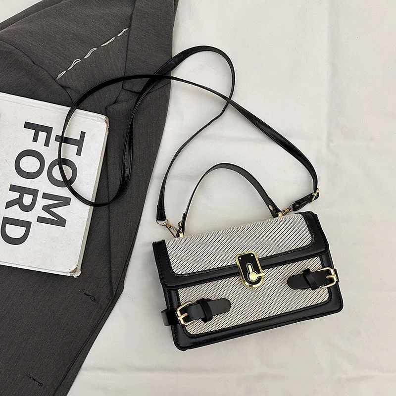 

Маленькая сумка в стиле Ins с цветными блоками — женская модная модная квадратная сумка через плечо с верхней ручкой