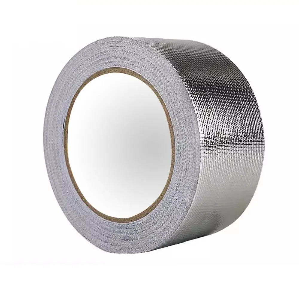 New 10M Fiberglass Aluminum Foil Tape High Temperature Self-Adhesive Aluminum Foil Tape Silver Fireproof Tape Seal Pipe