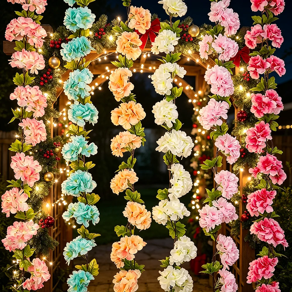 5 Stück Künstliche Kirschblüten-Ranken, Künstliche Hängende Kirschblüten-Pflanzen für Heim, Garten, Wand, Zaun, Hochzeitsdekoration – Detail 1