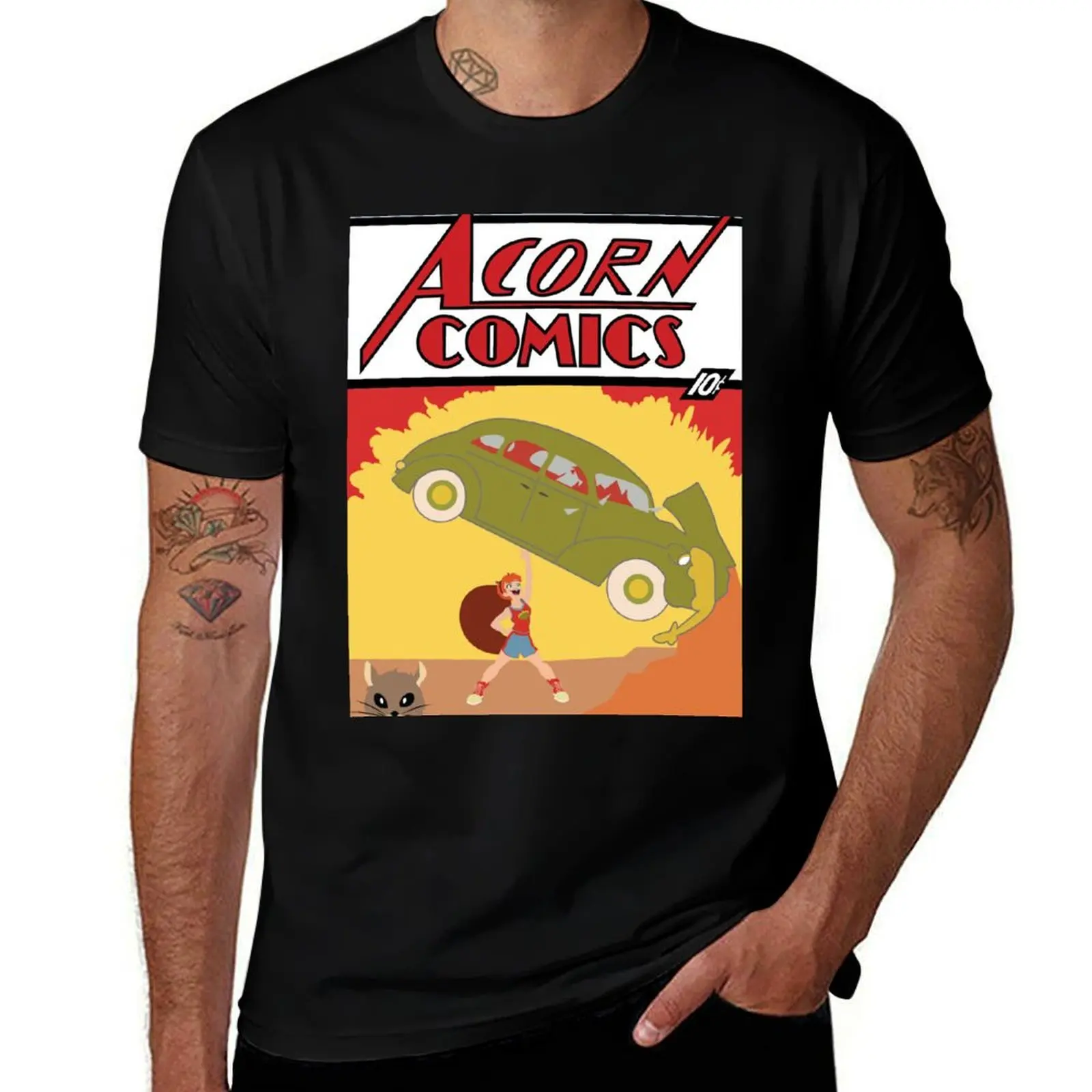 Acorn Comics #1 T-Shirt Simple Solid Color Crew Neck Tee T-Shirt