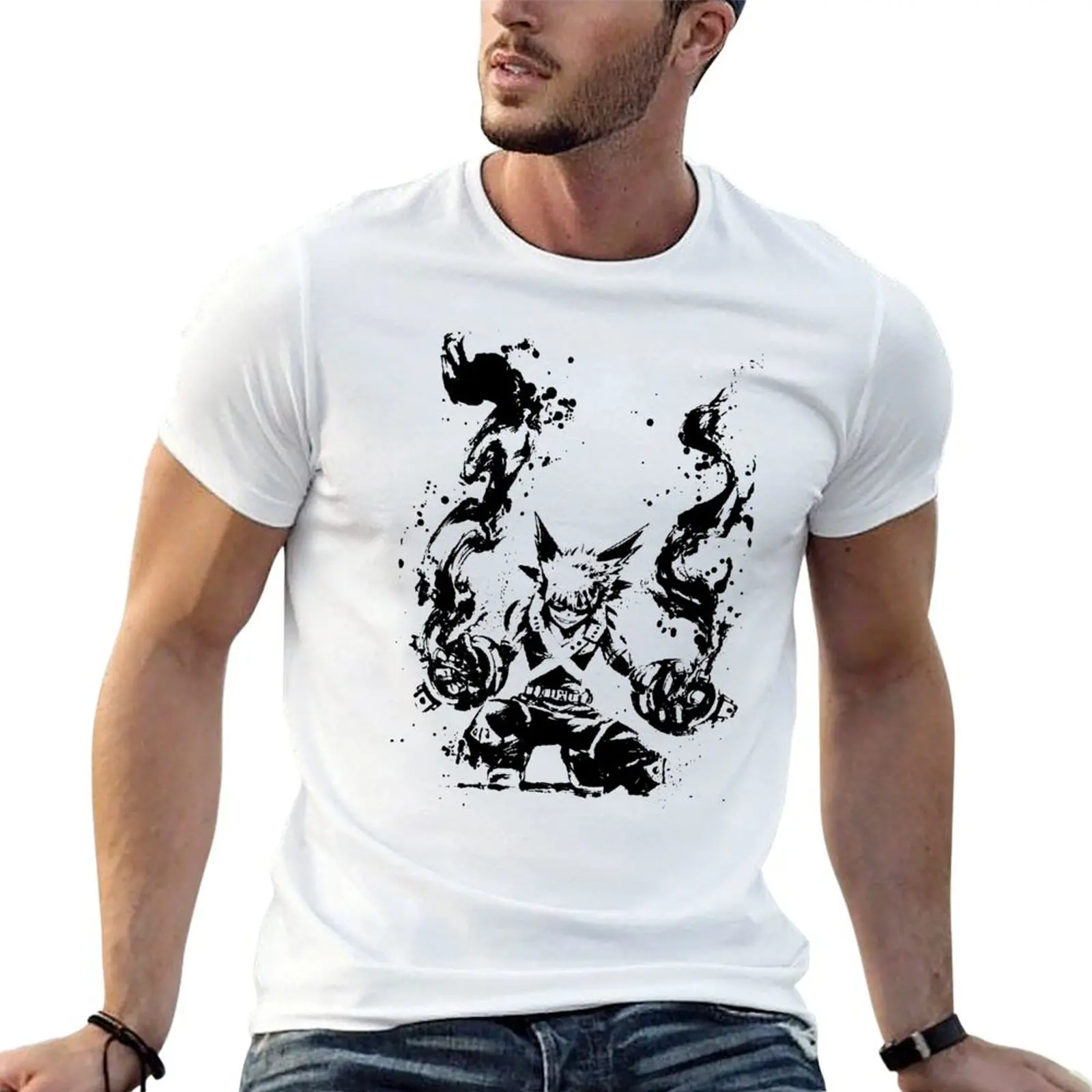 

Bakugo Katsuki Ink Splatter T-Shirt man t shirts graphic man t shirt cotton graphic t shirts for man T-Shirt