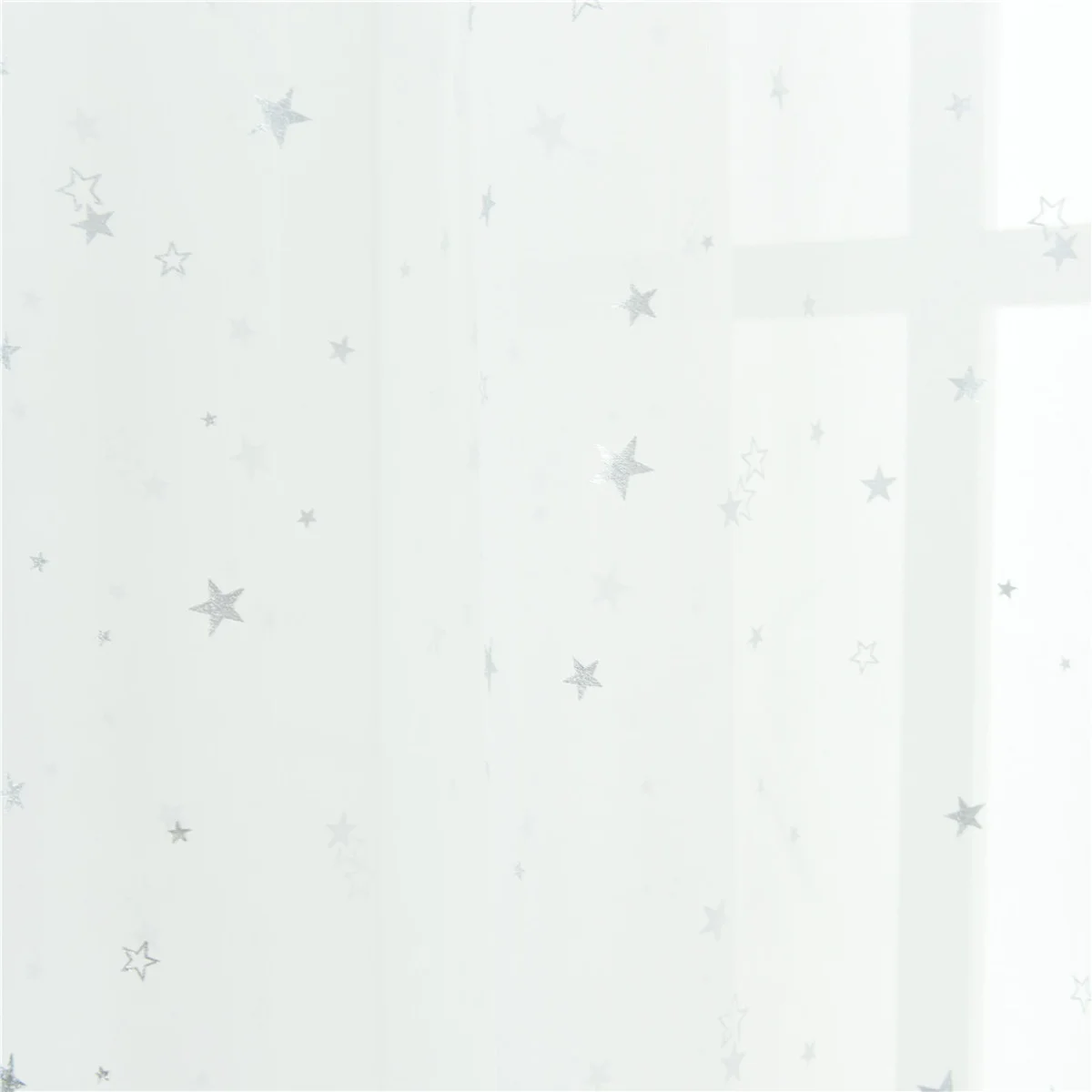 

1pcs Sheer Curtains 100X270Cm Silver Star Foil Print Voile Window Panel For Bedroom Living Room Kids Room Star Curtains Window