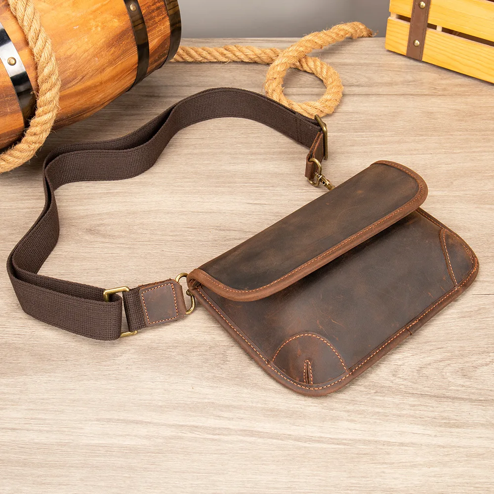 Small shoulder bag men\'s leather retro clutch bag for male brand leisure ins fashion simple crossbody bag men\'s bag phone purse