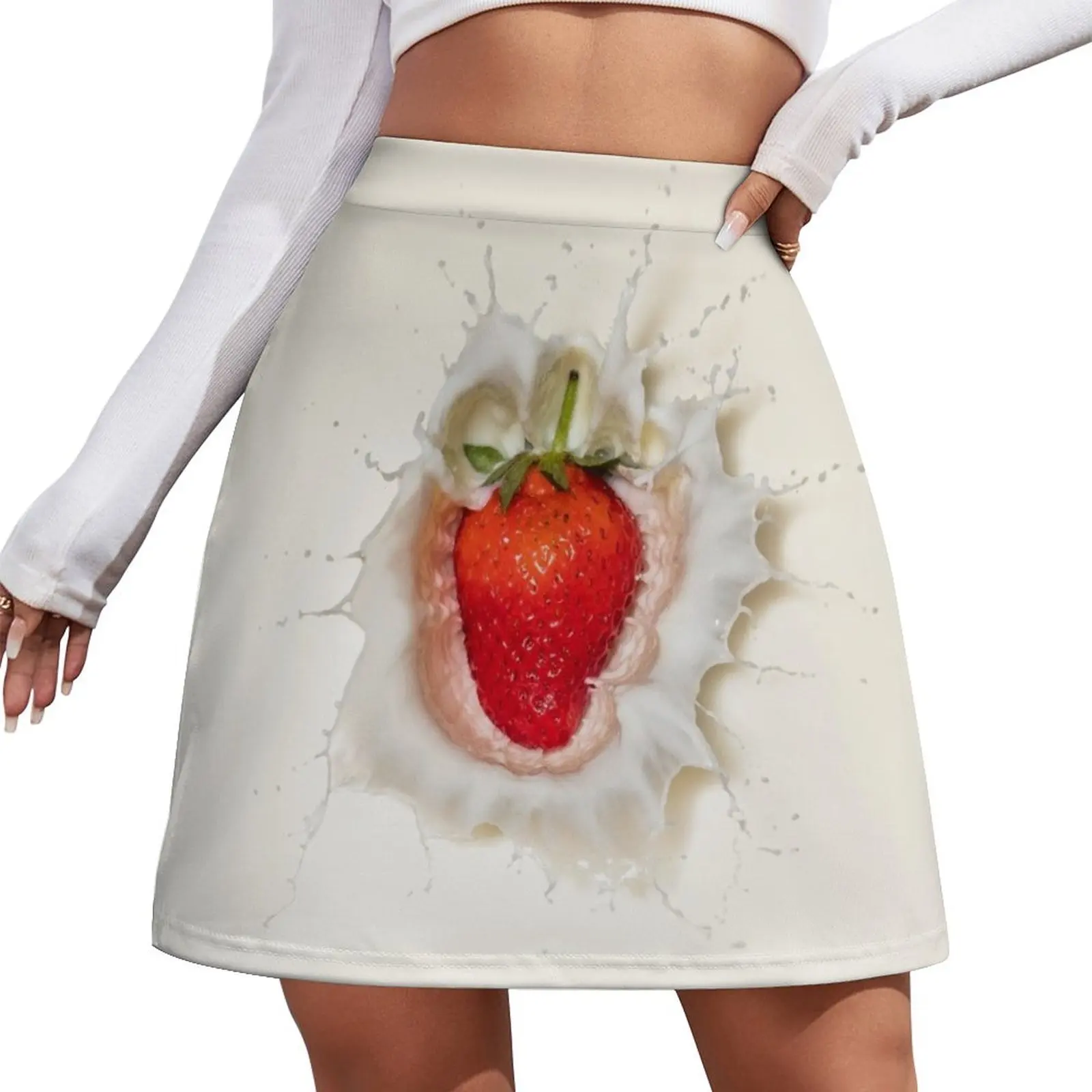

Strawberry splash in milk Mini Skirt Skirt shorts Women's skirts Mini Skirt