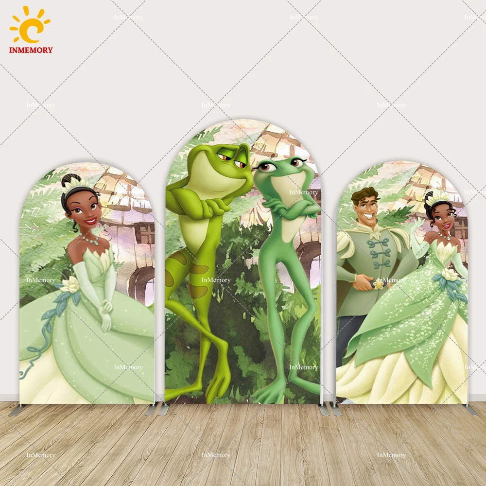 Disney Princess Tiana and Frog Arch Chiara Wall Girls Arched Backdrop Photo for Birthday Party Decoration Banner Doubleside