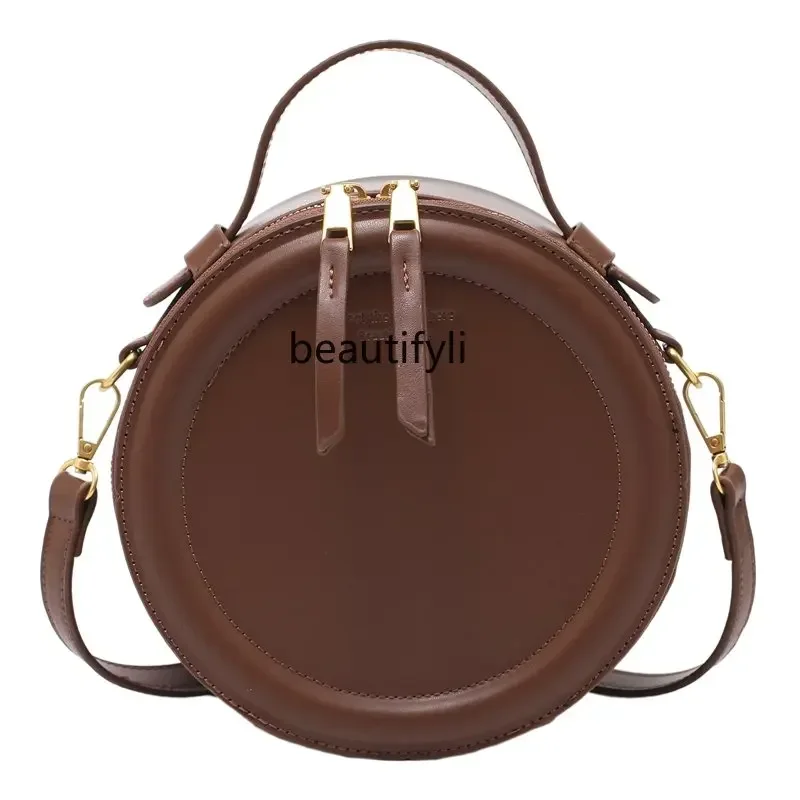 

L11 zq Retro Bag Women's Summer Niche Fashion Messenger Bag Hong Kong Style All-Match Portable Small round Bag
