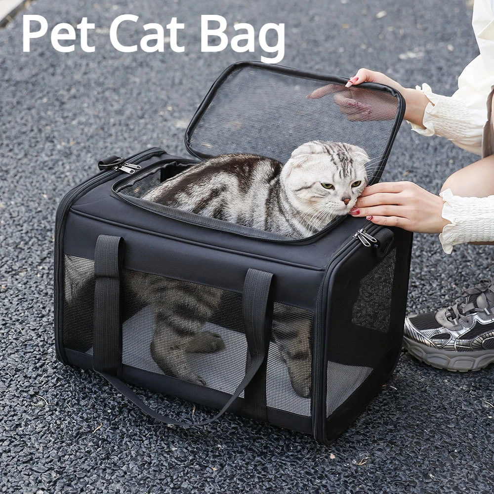 

New Pet Bag Going Out Portable Bag Foldable and Breathable Cat Bag Large Capacity Two Small Cats for Going Out Car Carrying Dog