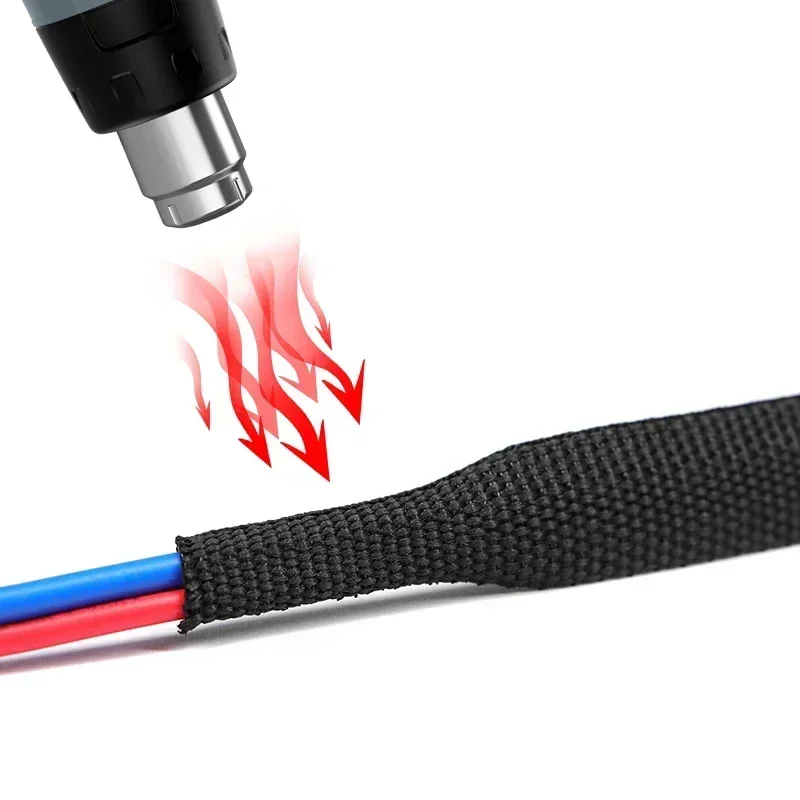1~50m New Shrinkable PET Braided Cable Sleeve Heat Shrink Tube Insulation Flam Retardant Wrap Protection Sheath Wire Organizer